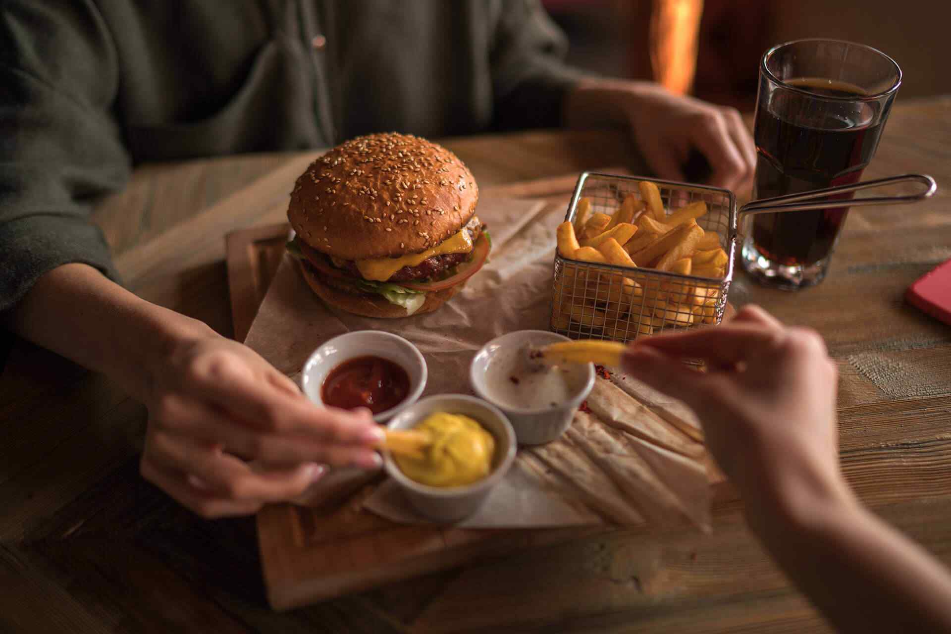 burger and french fries