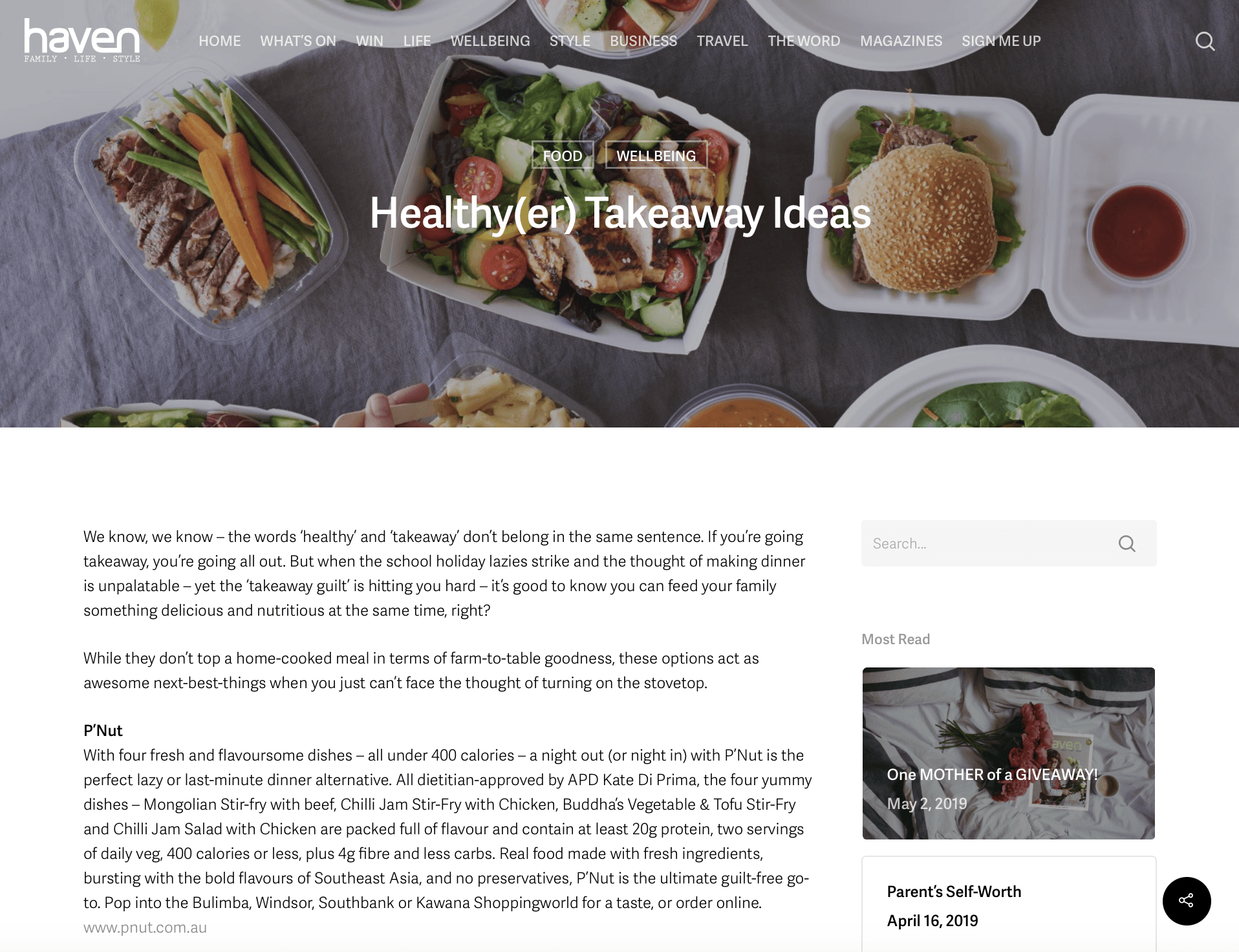 Haven Magazine outlines healthy takeaway options.