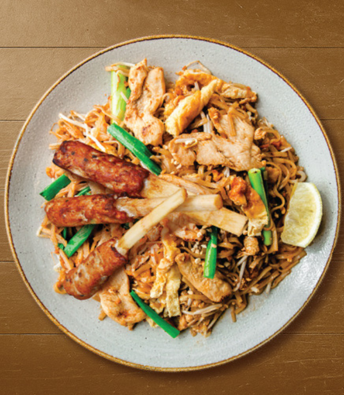 Chicken Pad Thai with Chicken Satay Skewers
